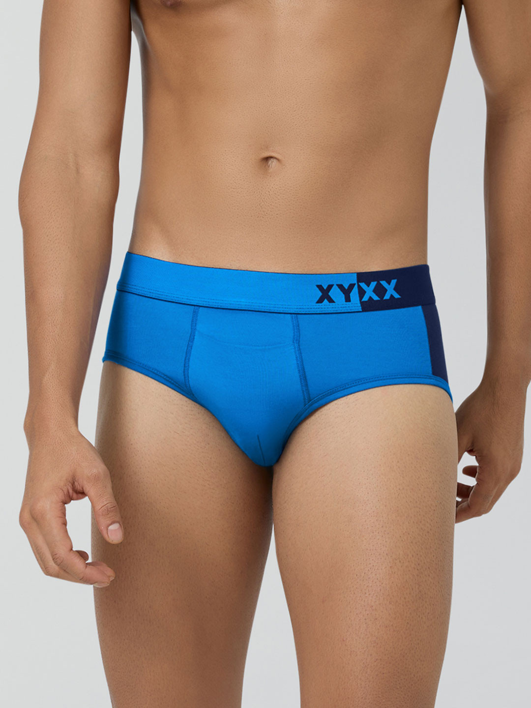 XYXX Pack Of 3 Blue Colourblocked Ultra-Soft Antimicrobial Basic Briefs XYBRF3PCKN268XXL