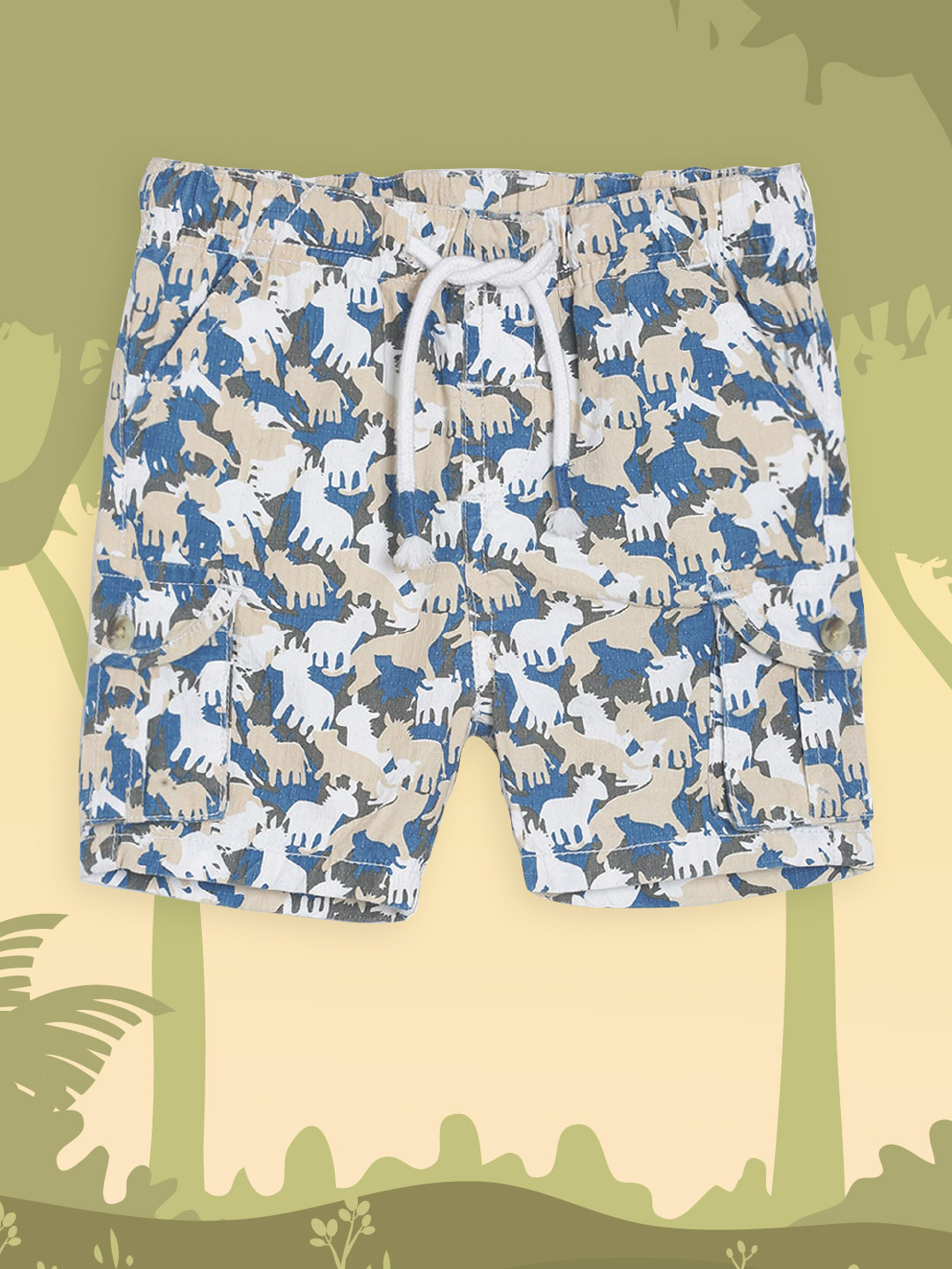 MINI KLUB Boys Grey Printed Regular Fit Regular Shorts