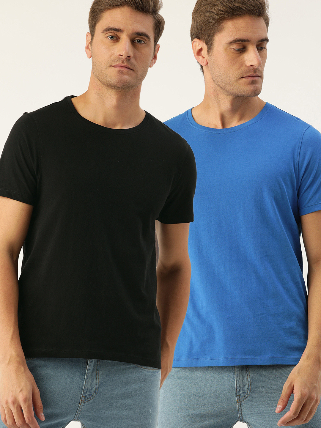 INVICTUS Men  Pack Of 2 Black Anti Microbial Solid Round Neck T-shirt