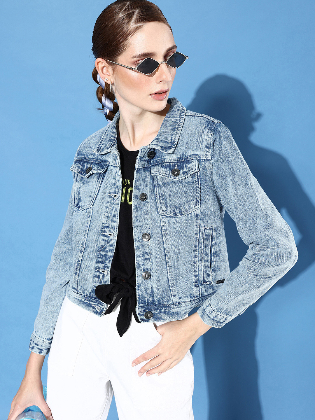 Roadster Women Blue Washed Denim Jacket