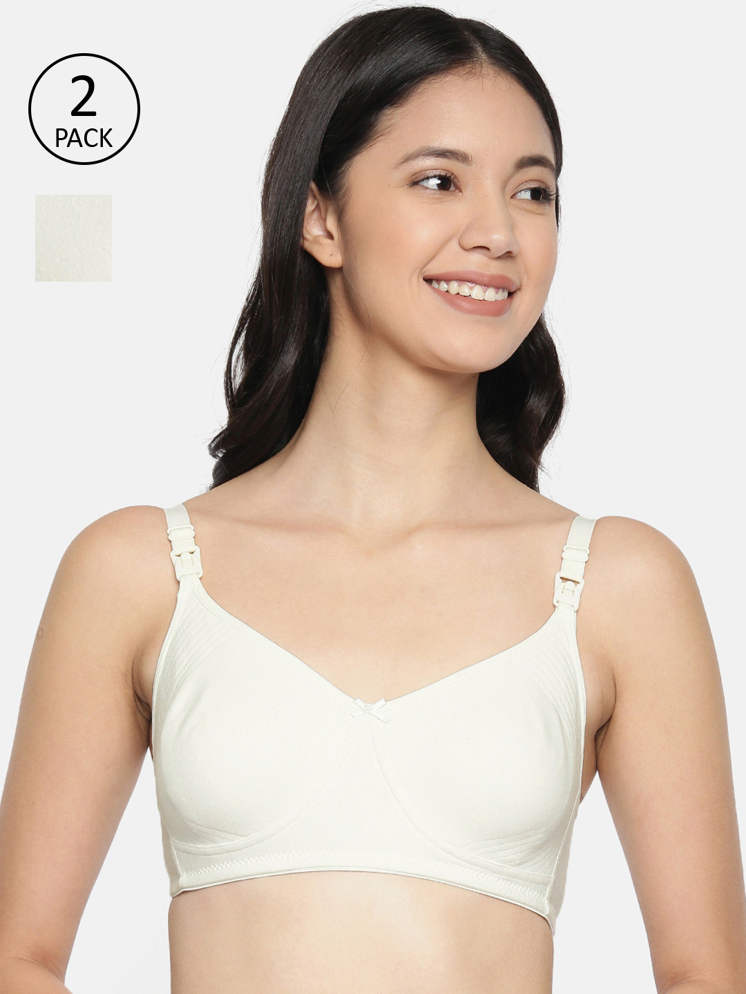 Inner Sense White Organic Cotton Antimicrobial Soft Feeding Bra(Pack of 2) IMBC005F_5F