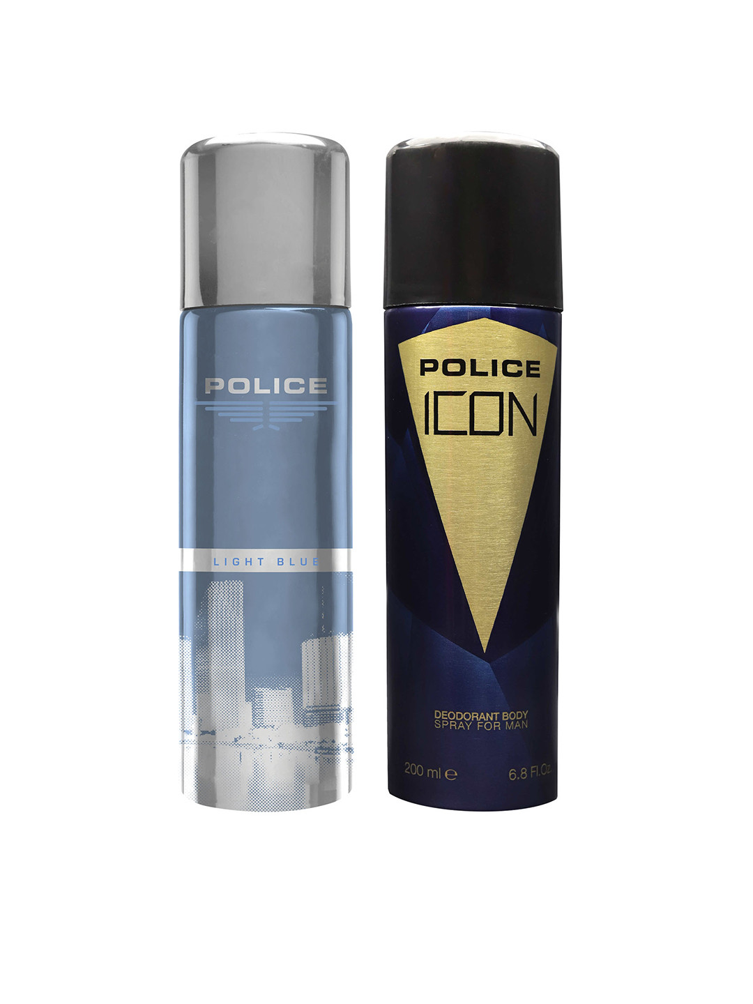 Police Men Pack of 2 Light Blue + Icon Deodorant Sprays - 400ml