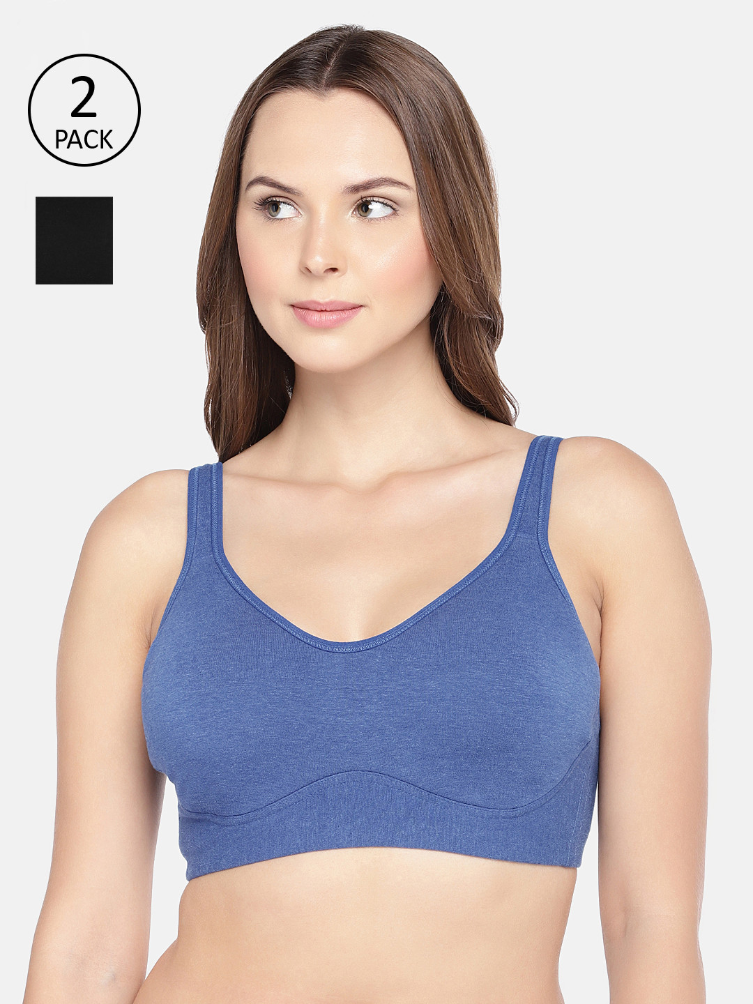 Inner Sense Pack of 2 Non-Wired Non Padded Everyday Bra ISBC097-Black_ISBC098