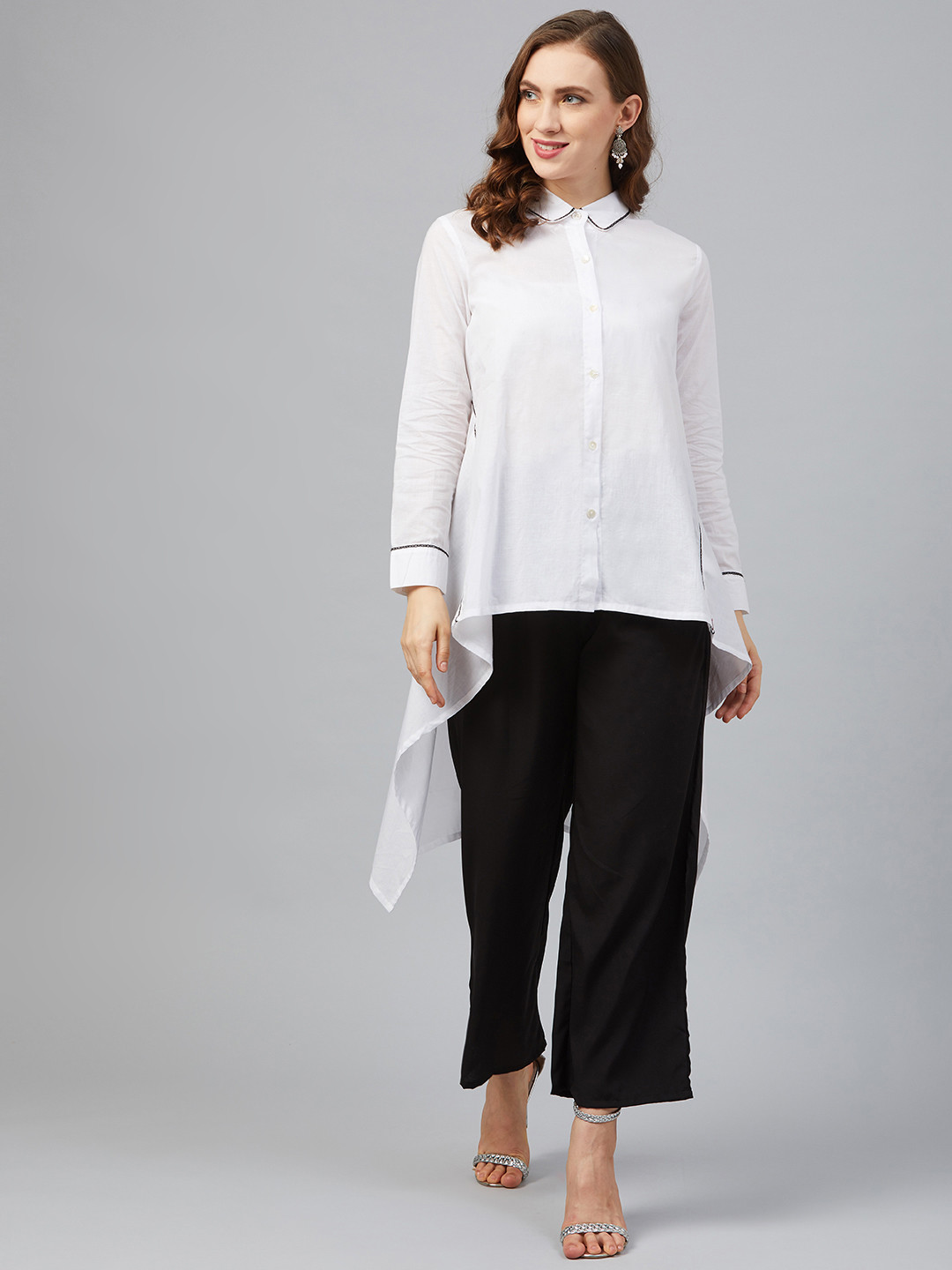 Biba Women White Solid High-Low Tunic