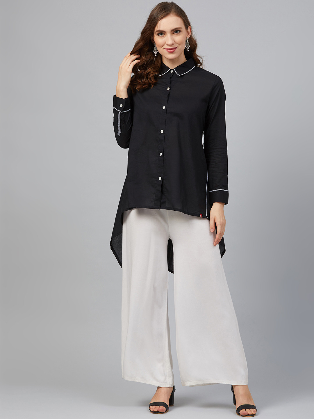 Biba Women Black Solid High-Low Tunic