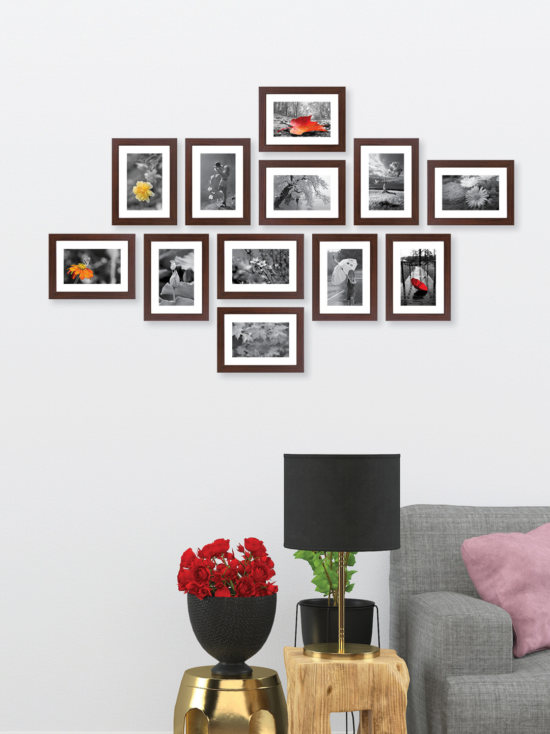 RANDOM Set Of 12 Brown Solid Collage Photo Frames