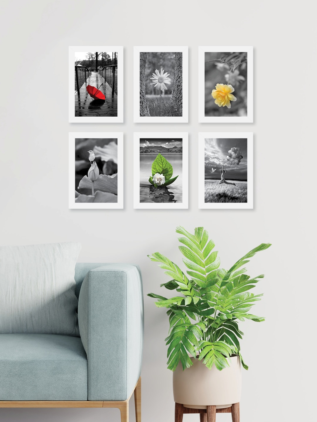 RANDOM Set Of 6 White Solid Collage Photo Frames