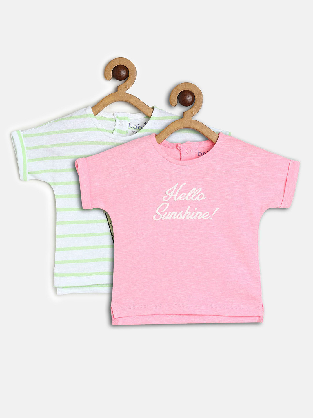 MINI KLUB Girls Pack of 2 Printed Round Neck Tops