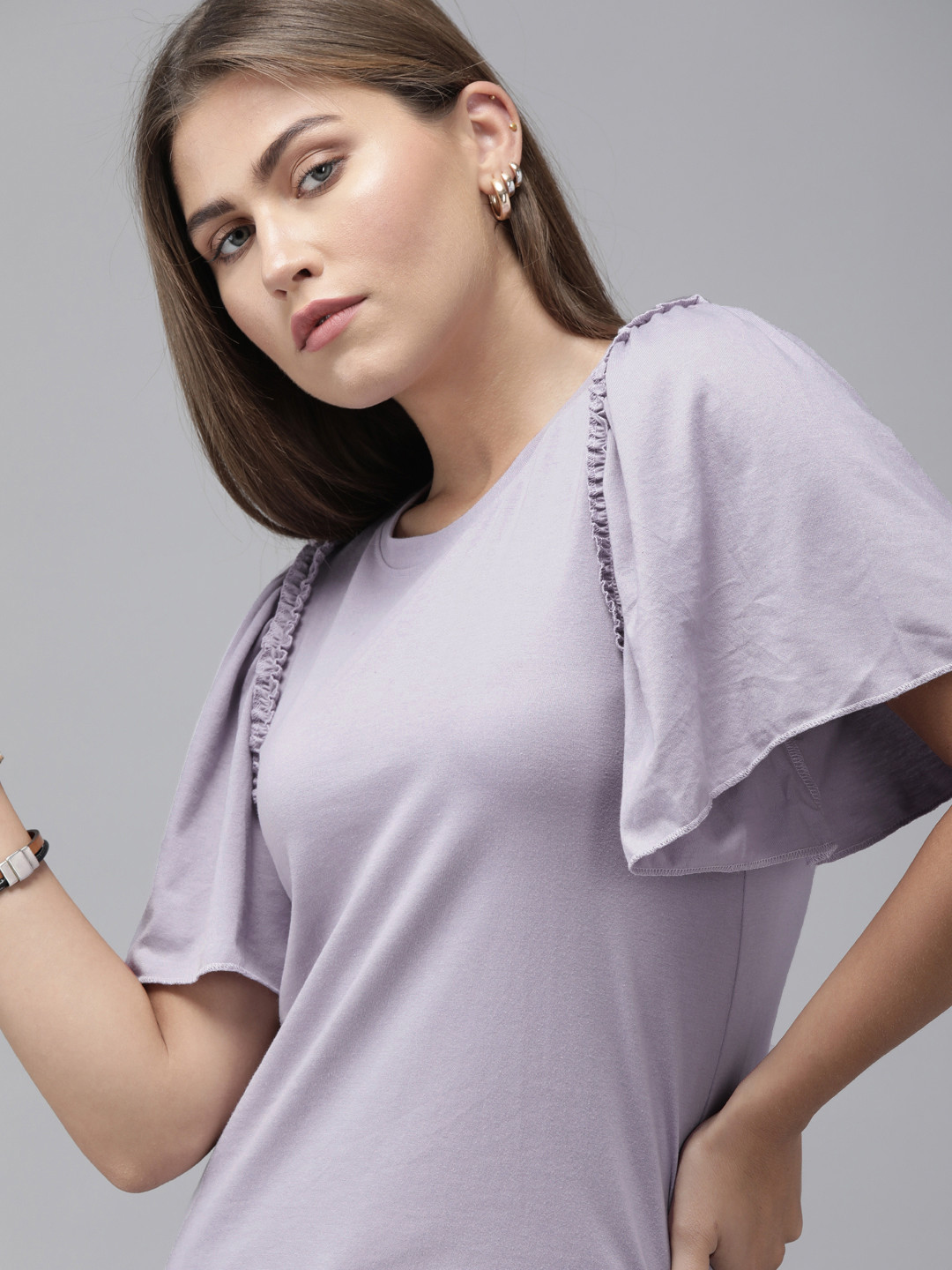 Roadster Lavender Ruffles Top