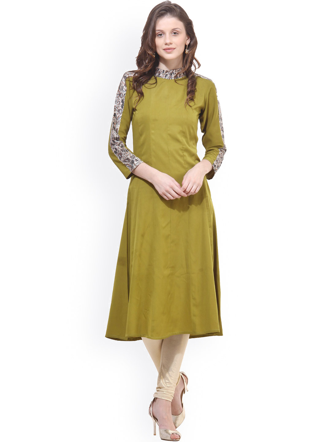 La Firangi Olive Green A-Line Kurta
