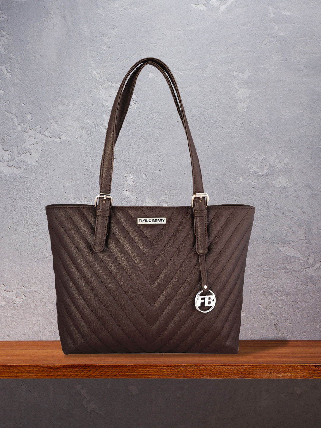 FLYING BERRY Brown Quilted Tote Bag