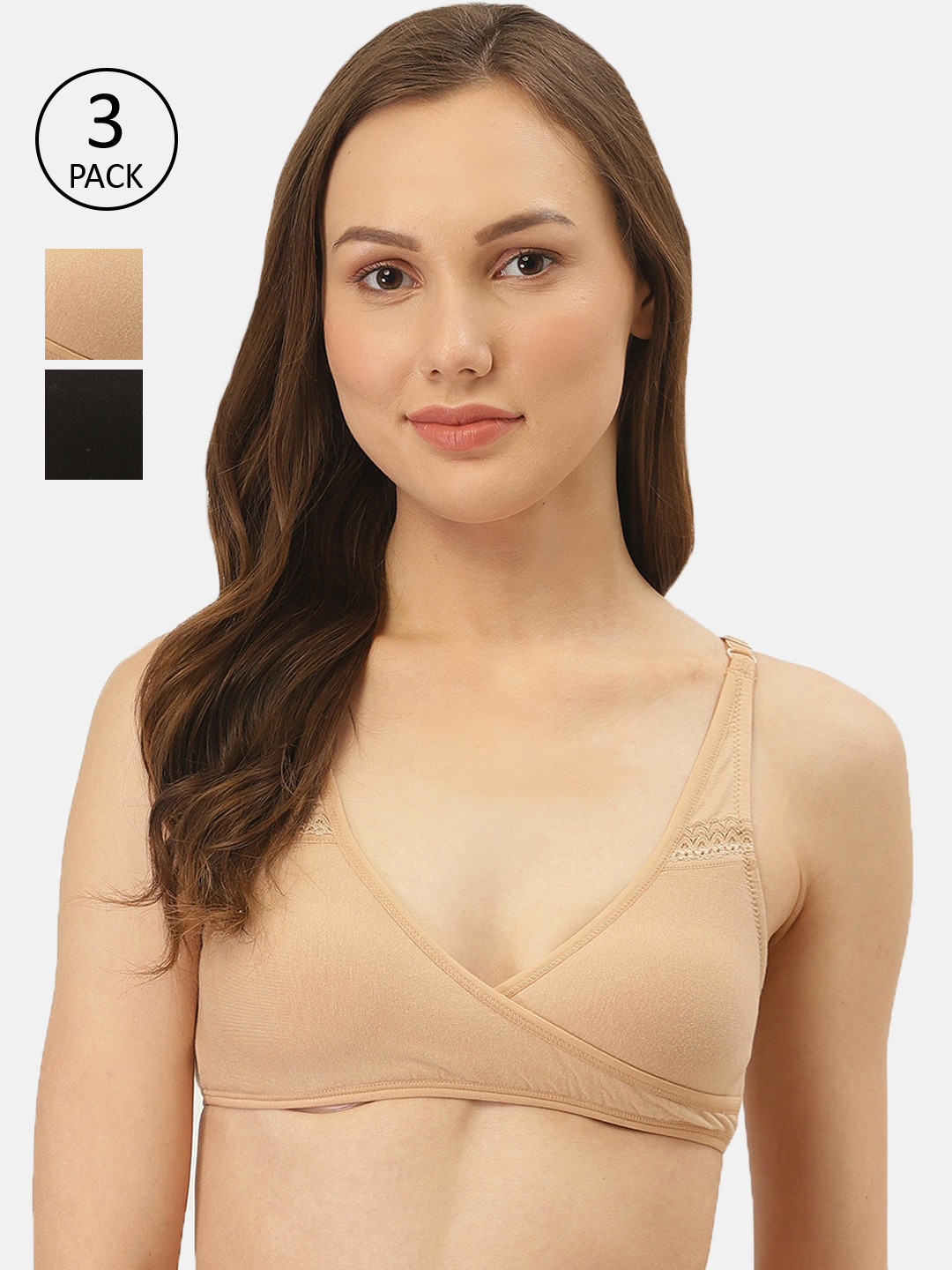 Inner Sense Pack of 3 Bamboo Cotton Non-Padded Everyday Maternity & Nursing Bra