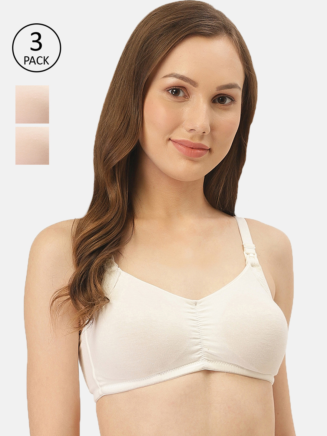 Inner Sense Pack of 3 Solid Non-Wired Non Padded Maternity Bras IMBC001A_1A_1C