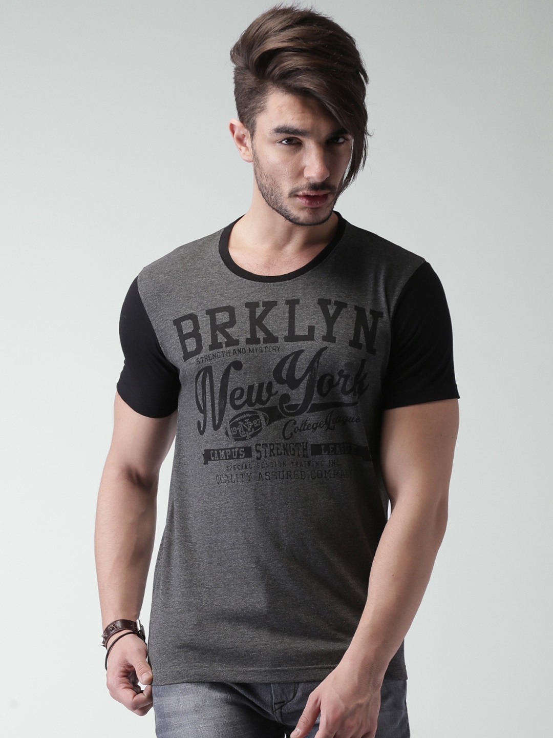 Buy Moda Rapido Charcoal Grey Printed Pure Cotton T shirt Tshirts for Men 1221519 Myntra