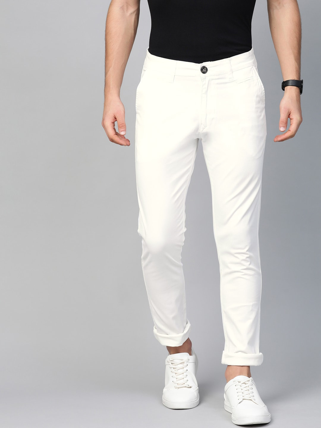 WROGN Men White Slim Fit Chinos