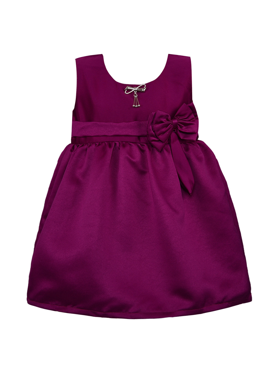 Wish Karo Girls Purple Solid Fit and Flare Dress