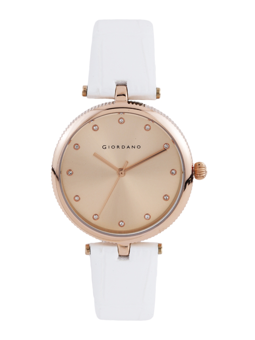 GIORDANO Women Rose Gold Toned Stone Studded Dial Watch A2038 08
