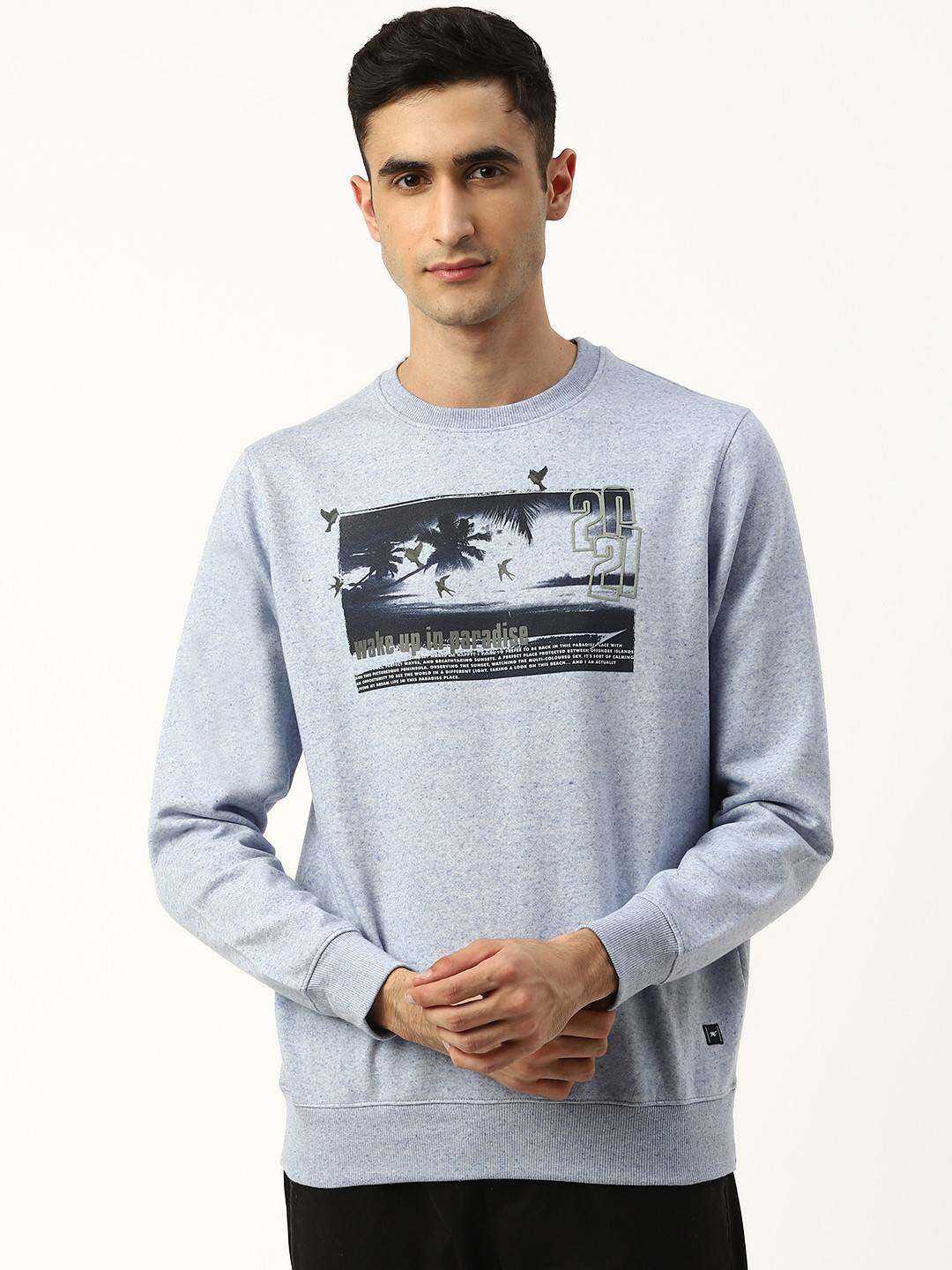 Monte Carlo Men Blue Printed Sweatshirt