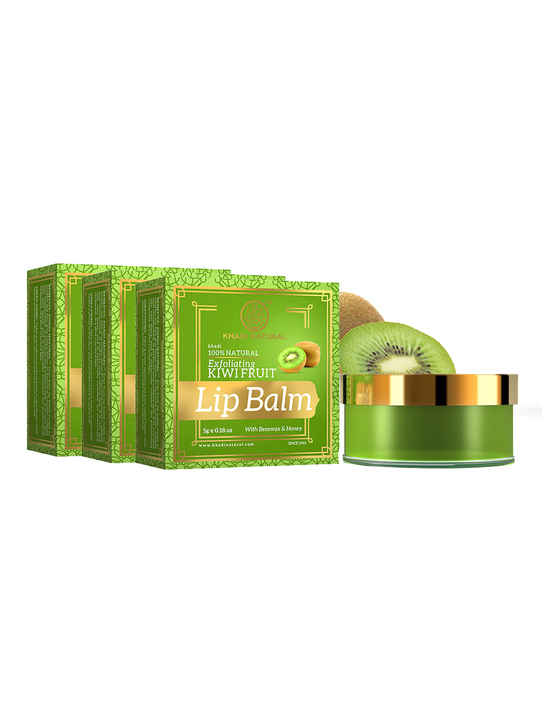 Khadi Natural Set Of 3 Kiwi Fruit Herbal Lip Balm - 15g