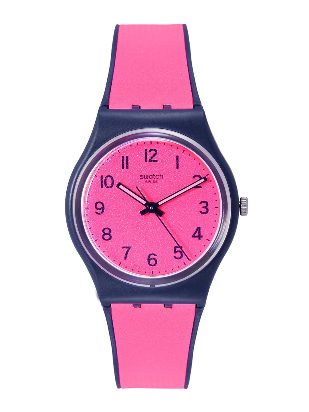 Swatch Unisex Neon Pink Swiss Made Water Resistant Analogue Watch GN264