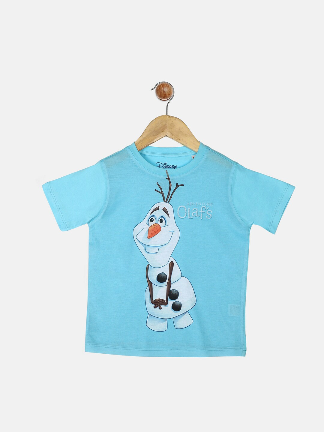 YK Disney Boys Blue Olaf Printed Round Neck T-shirt