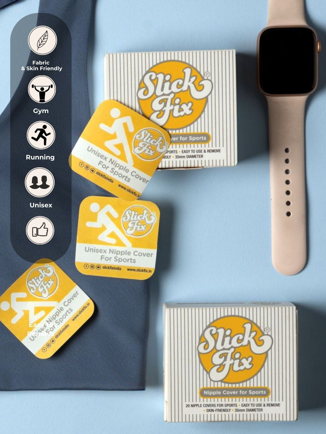 SLICKFIX Sports Nipple Covers Anti-Chafing for Runners - 20 Pieces