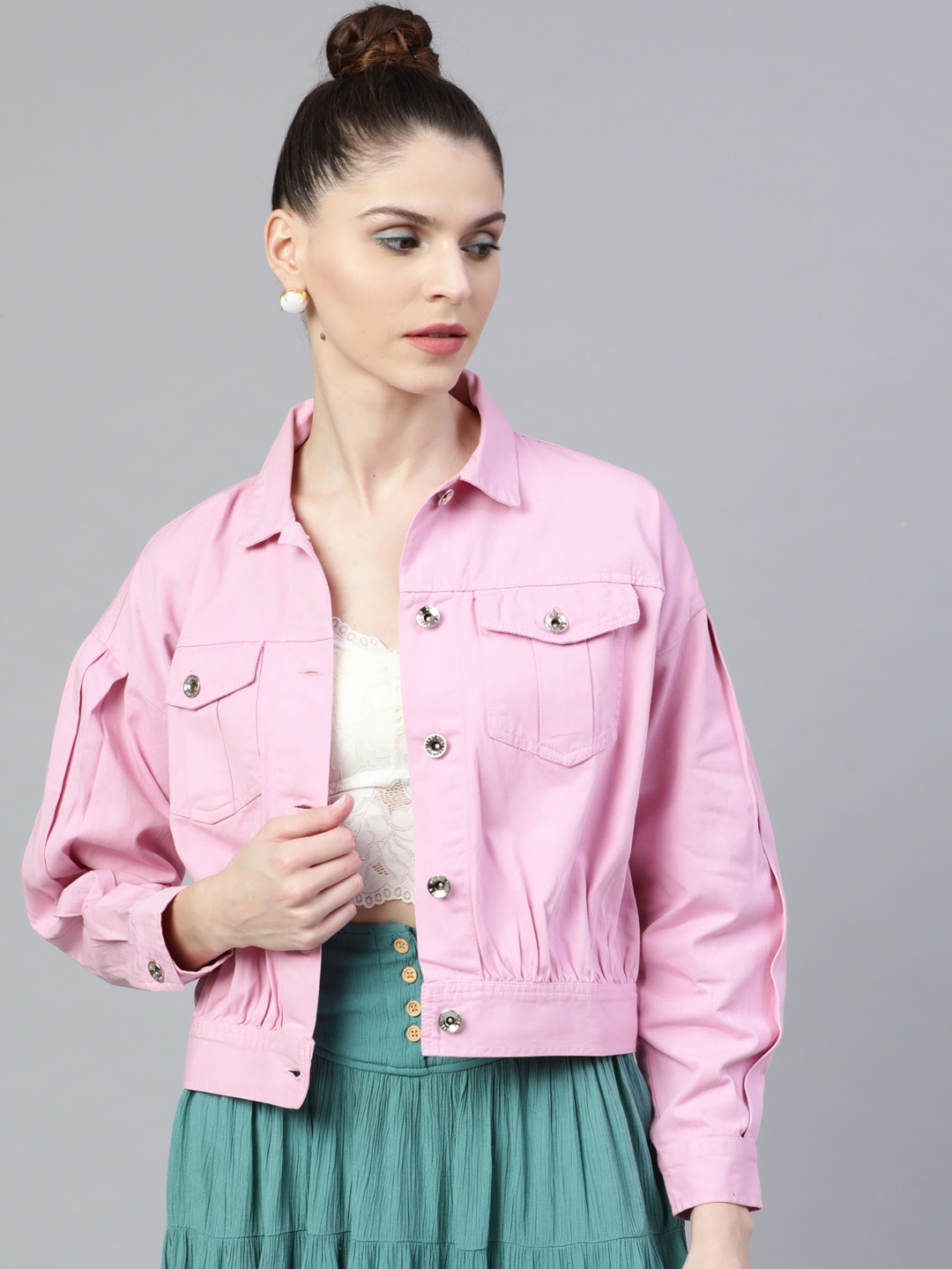 Pink tailored jacket womens hot sale