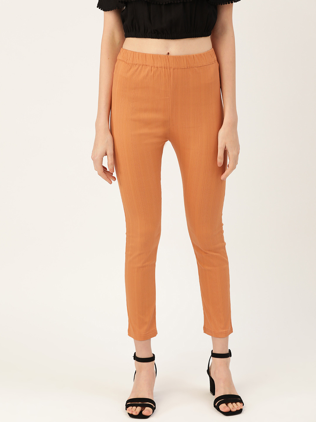 Rangmayee Women Brown Straight Fit Solid Treggings