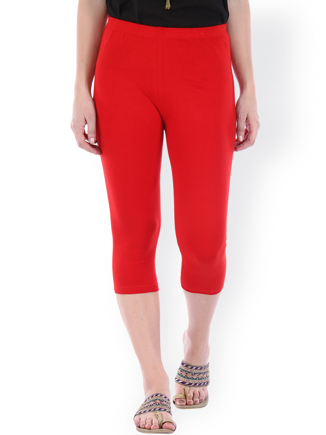 Bitterlime Red 3/4th Length Leggings