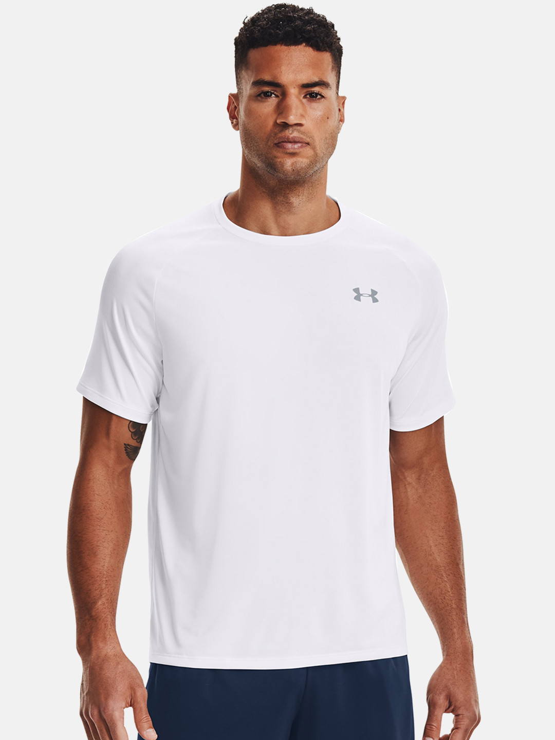UNDER ARMOUR Men White UA Tech 2.0 SS Brand Logo Printed Loose Training T-shirt