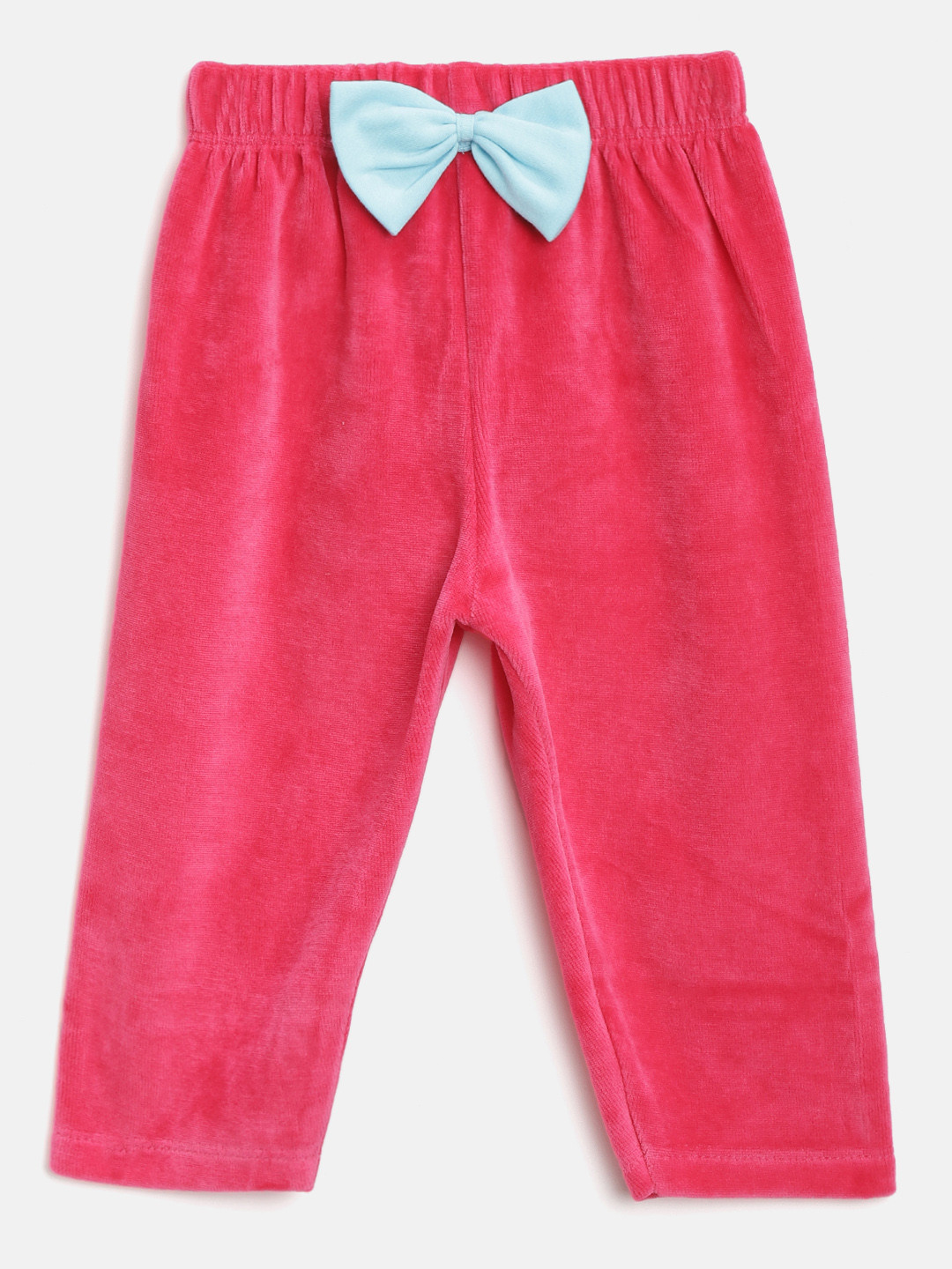 Moms Love Girls Fuchsia Solid Leggings with Bow Detail