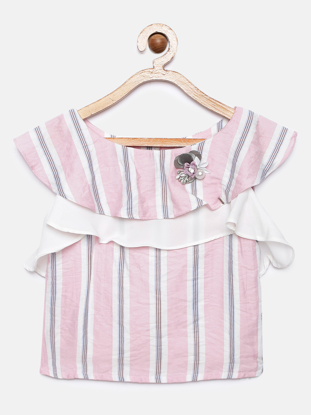 Tiny Girl Pink & White Striped Top