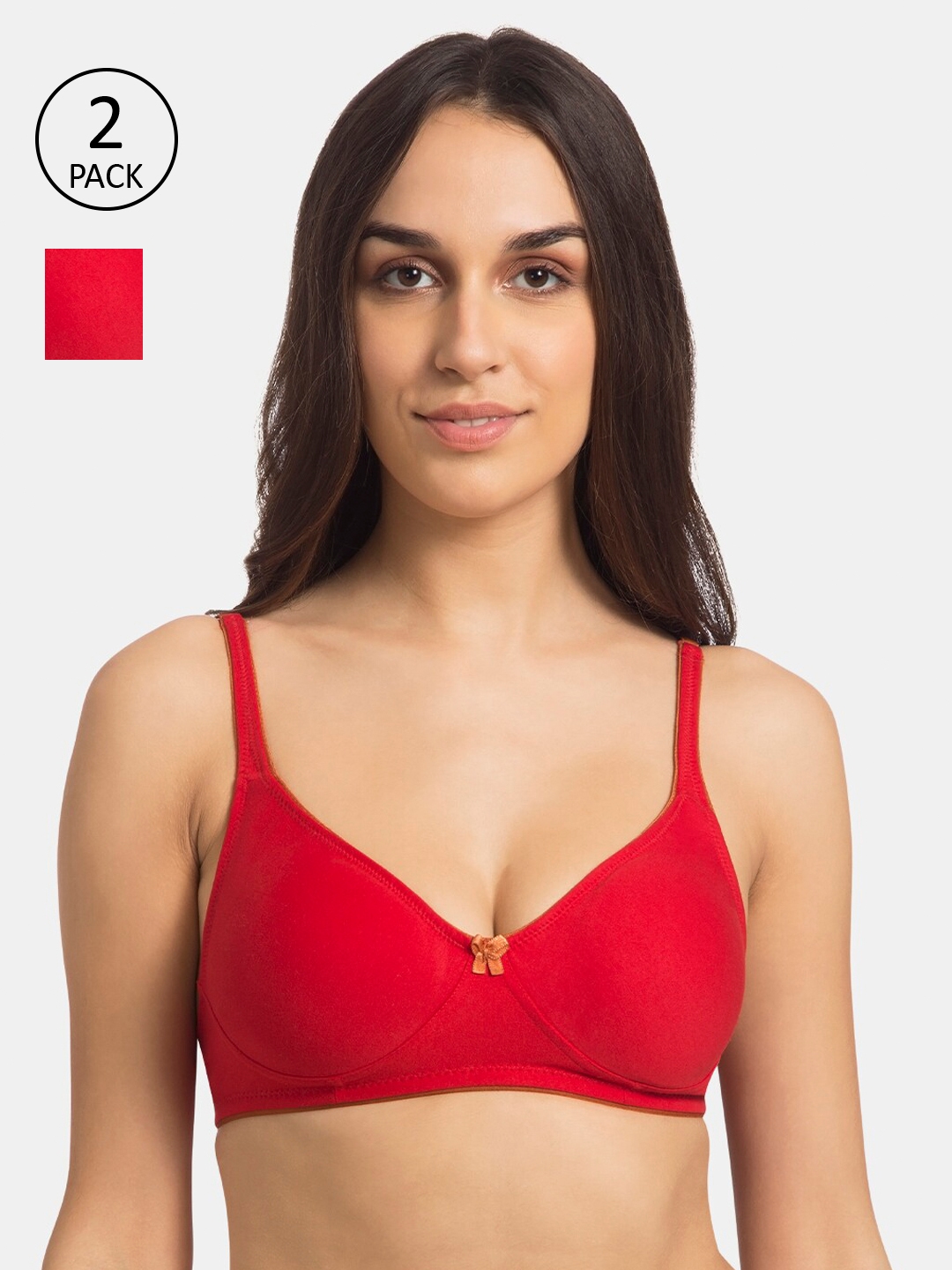 Tweens Pack of 2 Red Solid Non Wired Non Padded T shirt Bras TW 301 RD