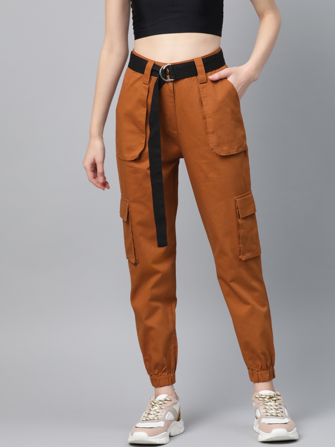 STREET 9 Women Mustard Brown Cargos