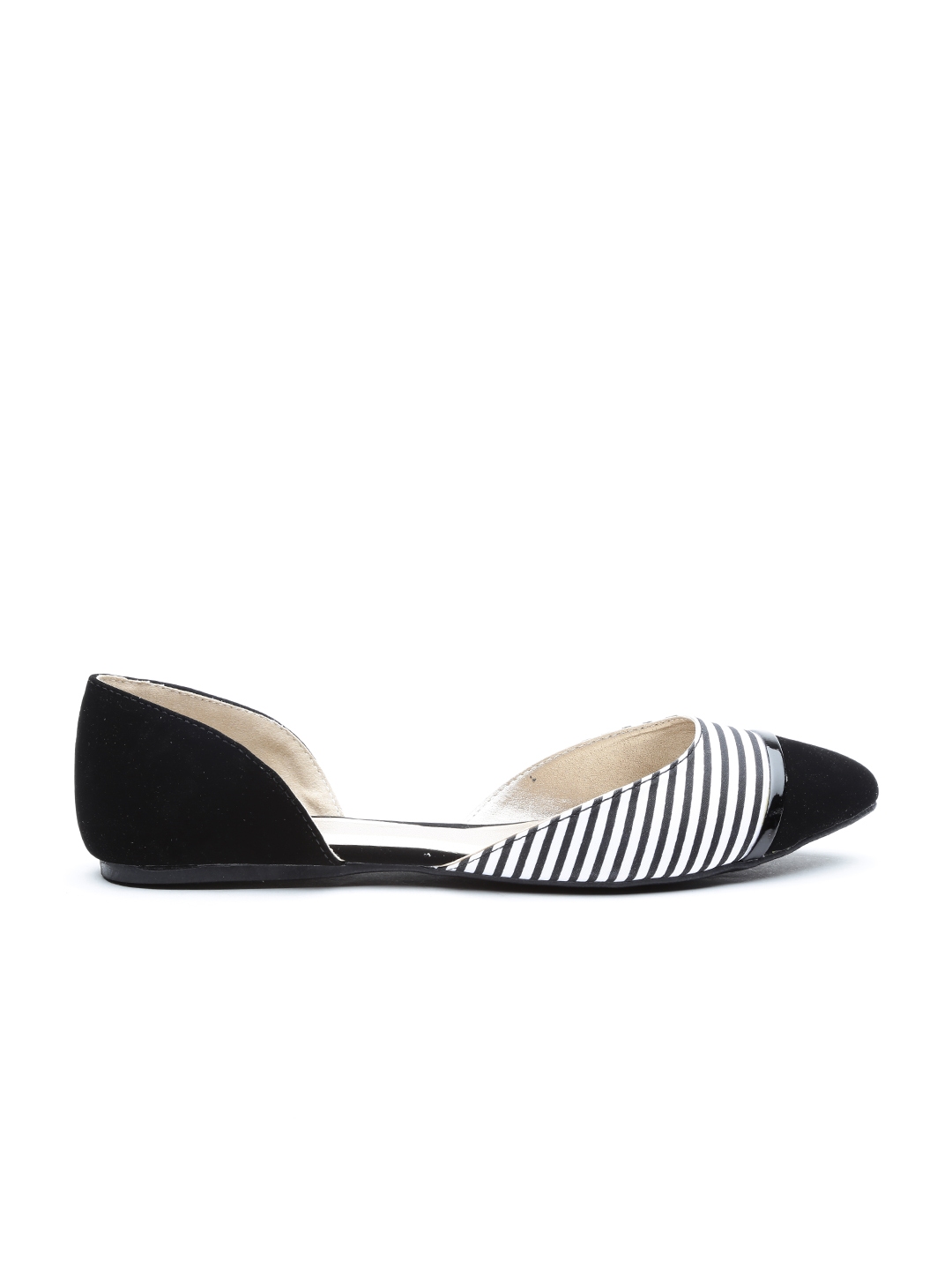 black and white striped flats