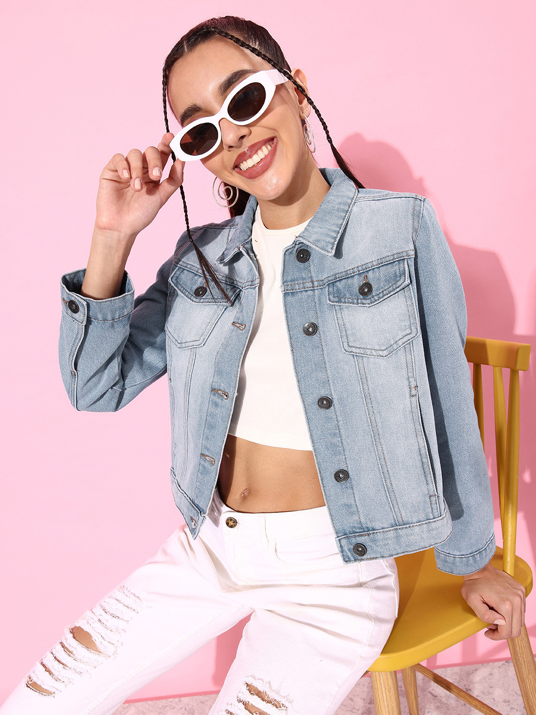 The Roadster Life Co.  Cotton Solid Regular Denim Trucker Jacket