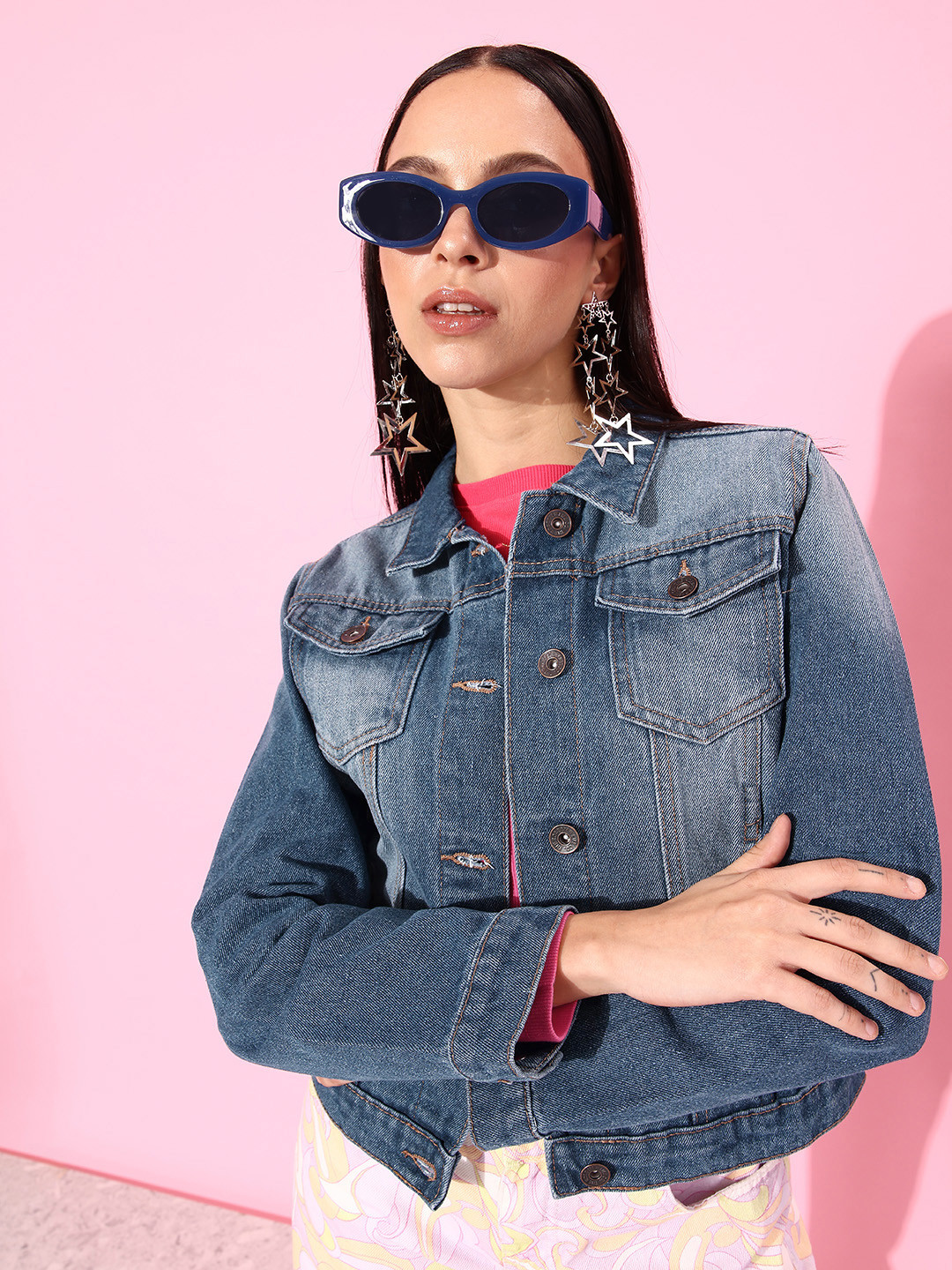 The Roadster Life Co.  Cotton Solid Denim Trucker Jacket