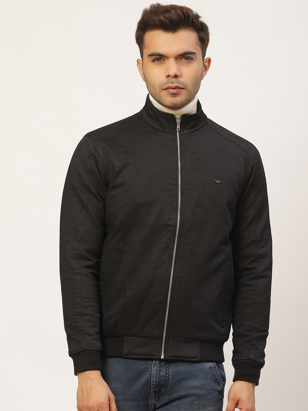 Pierre Carlo Men Black Solid Bomber Jacket