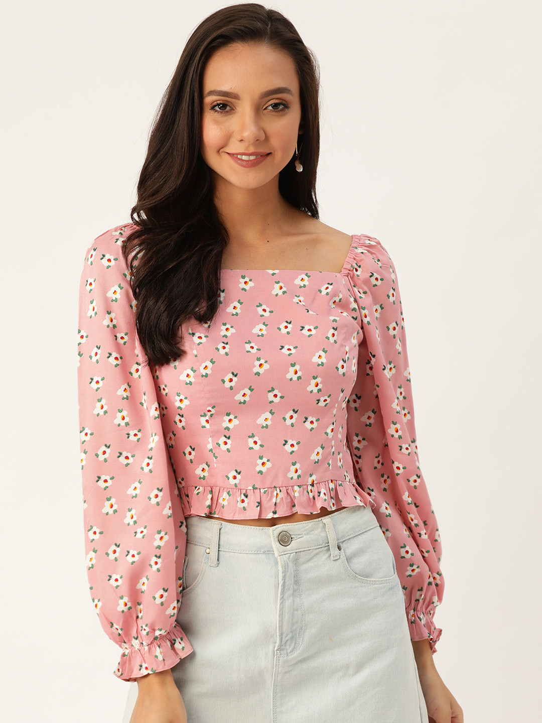 20Dresses Pink & White Floral Print Crop Top