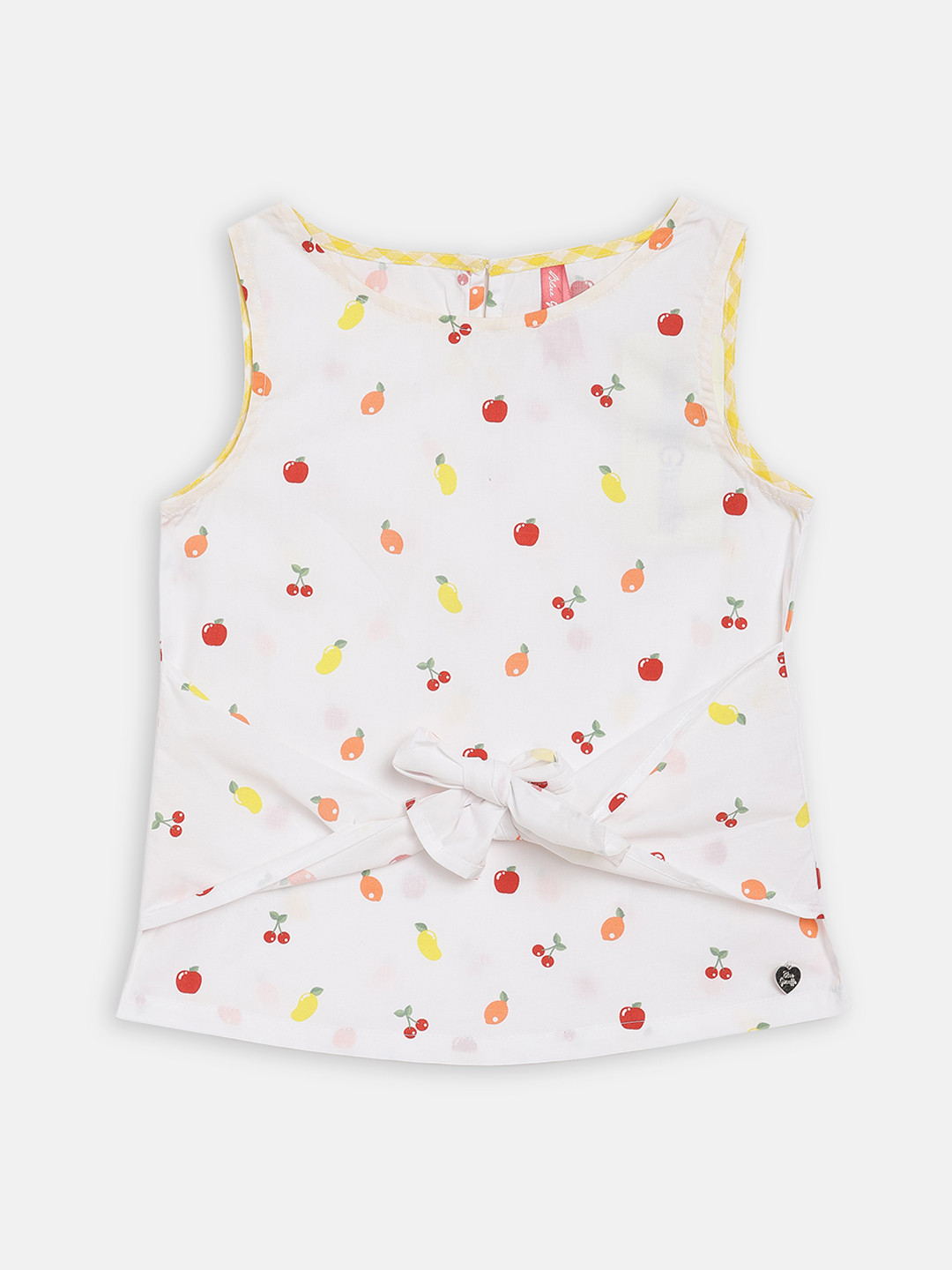 Blue Giraffe Girls White Printed Top