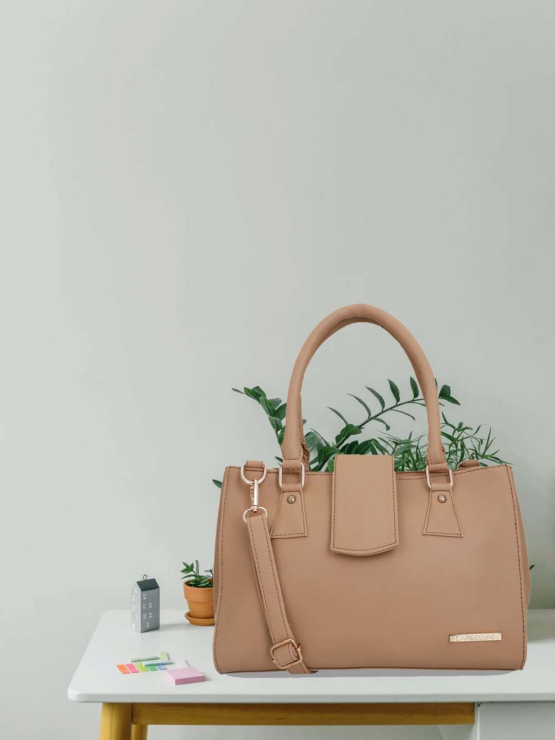 Lapis O Lupo Beige Solid Handheld Bag