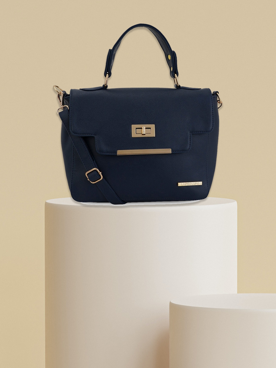 Lapis O Lupo Navy Blue Solid Shoulder Bag