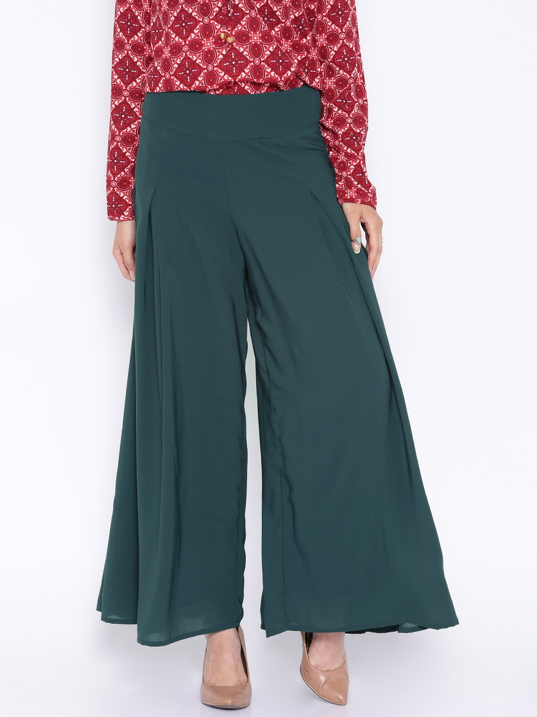 RELAXED WIDELEG TROUSERS  Green  OBJECT Belgium