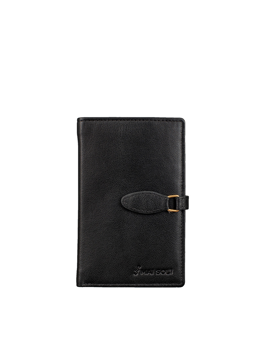 MAI SOLI Women Black Solid Leather Two Fold Wallet