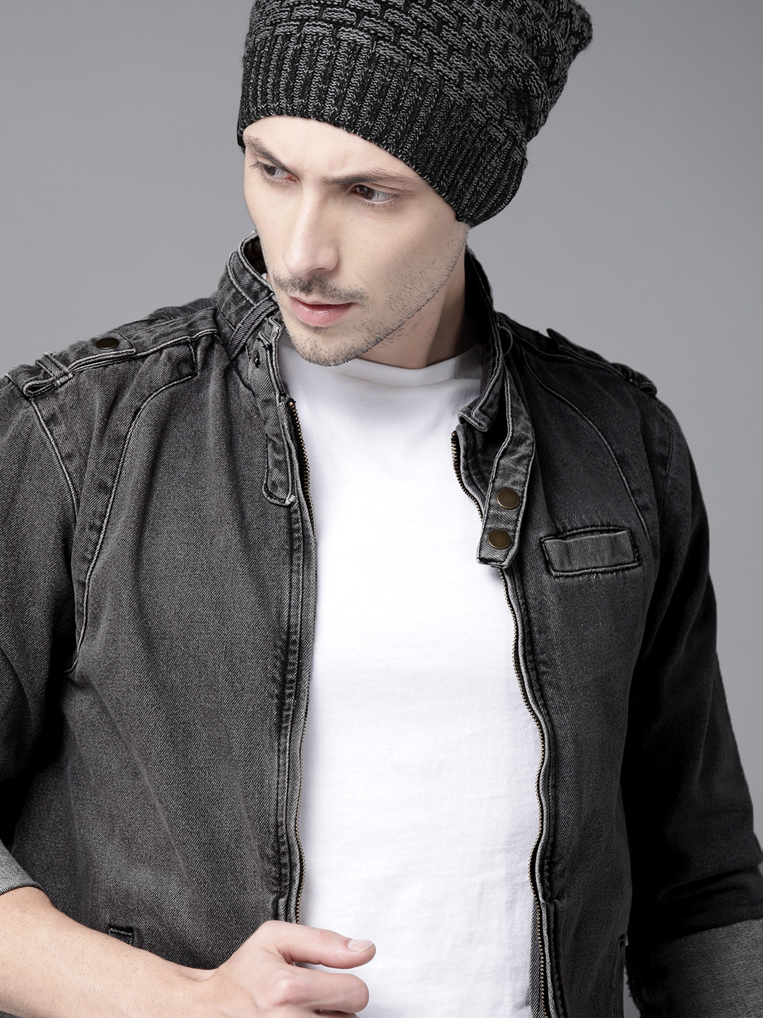 Roadster Men Grey Solid Puffer Jacket