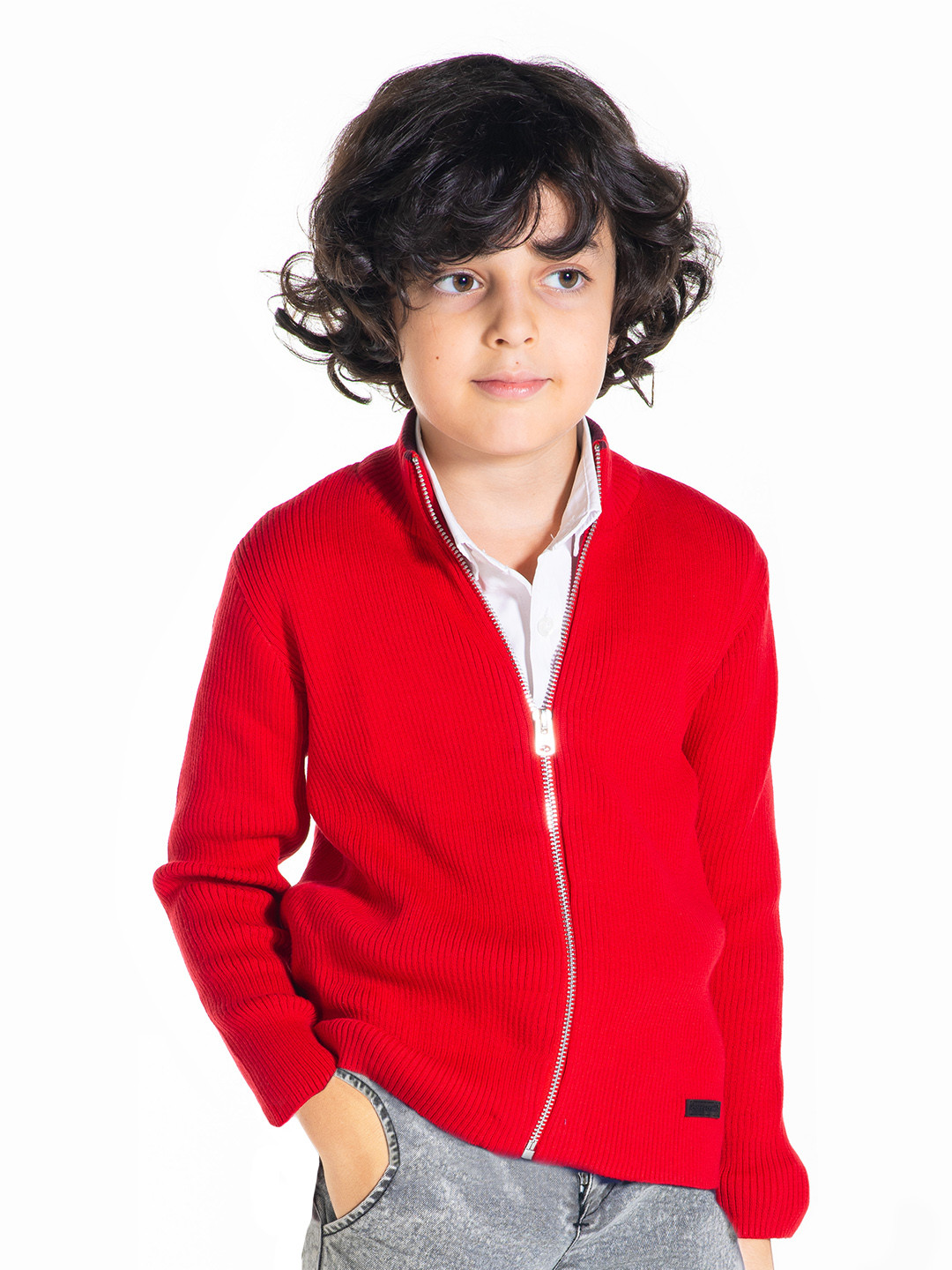 Cherry Crumble Kids Red Ribbed Cardigan