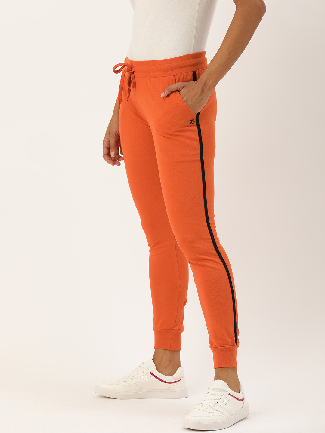 Genius18 Women Brown & Black Striped Slim Fit Joggers