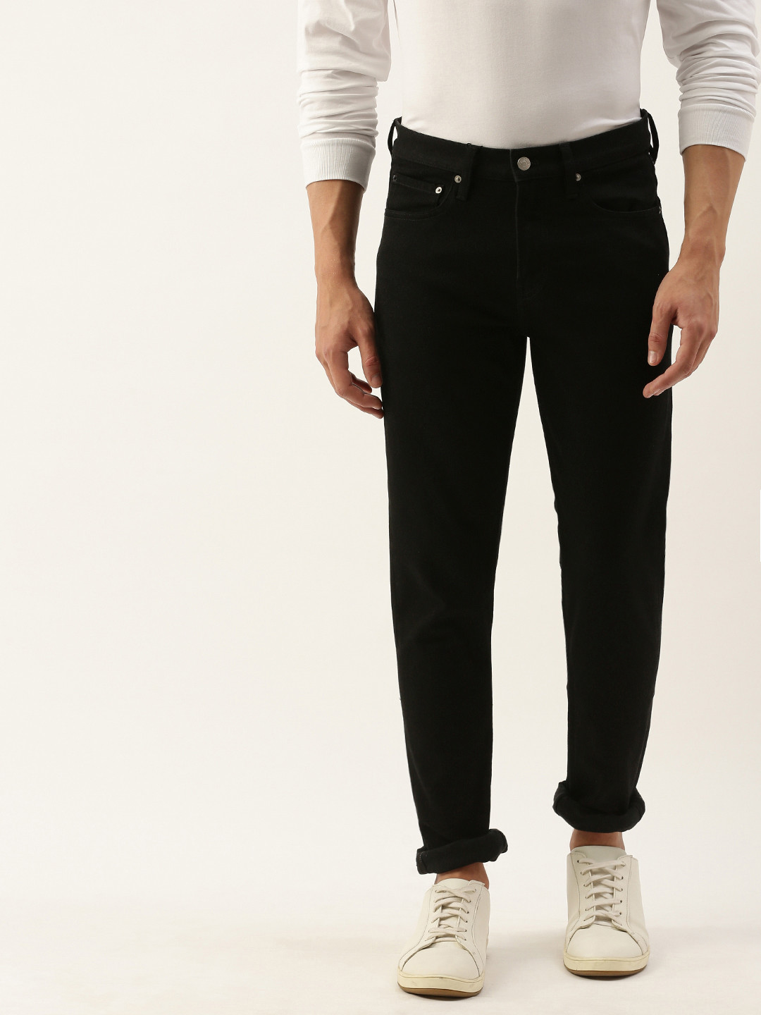 Calvin Klein Jeans Men Black Slim Fit Mid-Rise Clean Look Stretchable Jeans