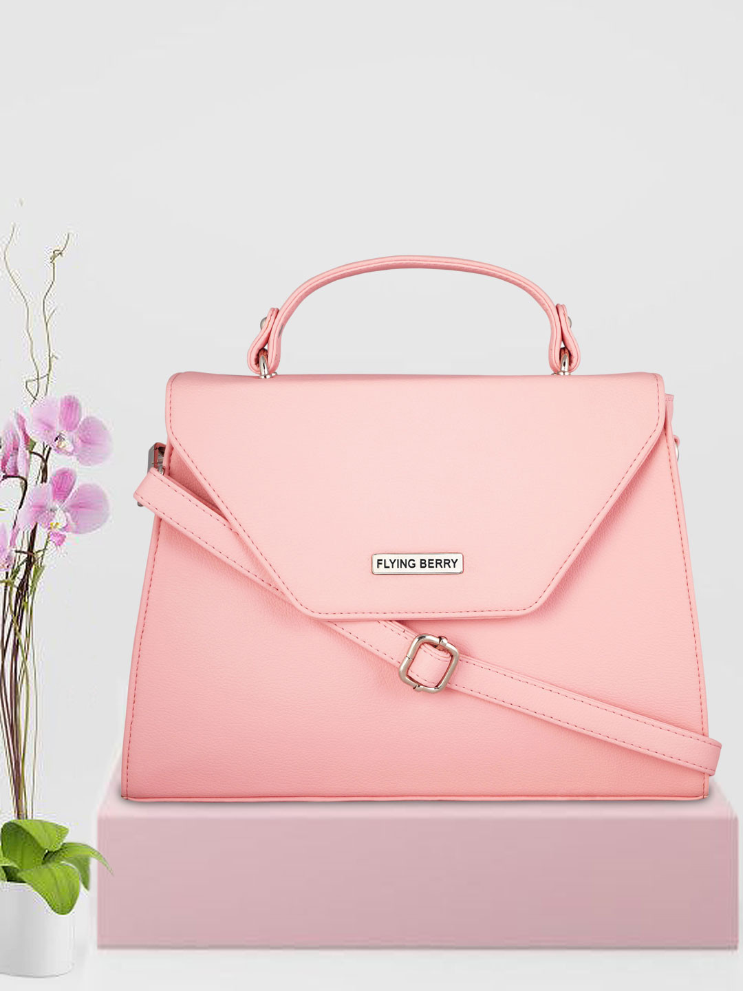 FLYING BERRY Pink Self Design Satchel