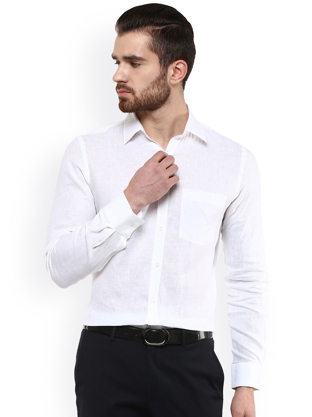 Buy Turtle White Linen Formal Shirt 